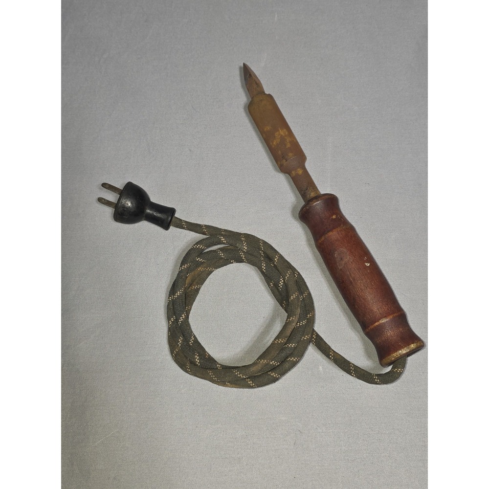 Vintage Wood Handle Electric Soldering Iron 120V